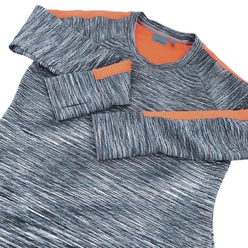 Athleta Size Medium Snowscape Quilted Pullover Gray Orange Space-dye Athletic